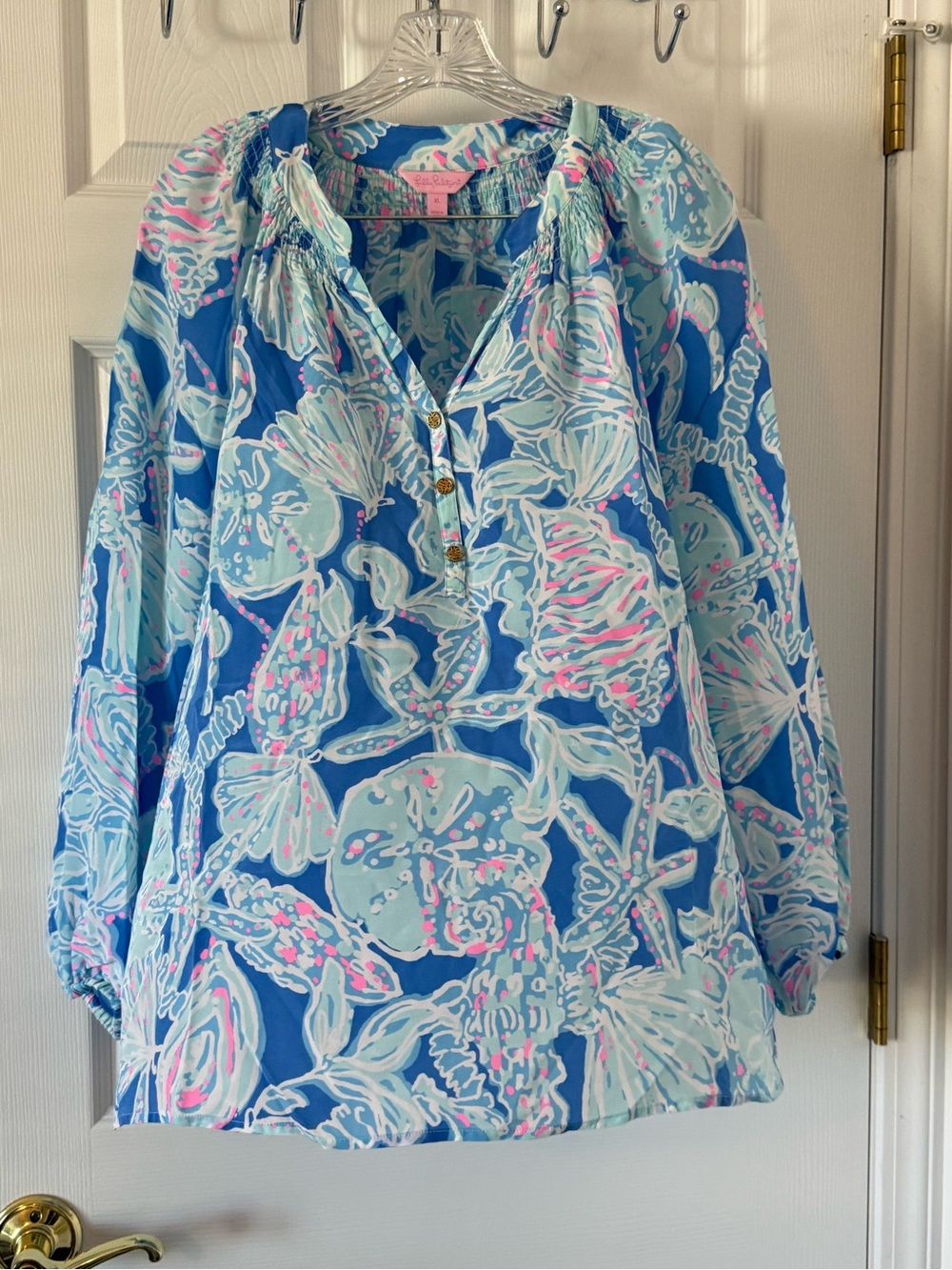 Lilly Pulitzer Blue Floral Elso Blouse